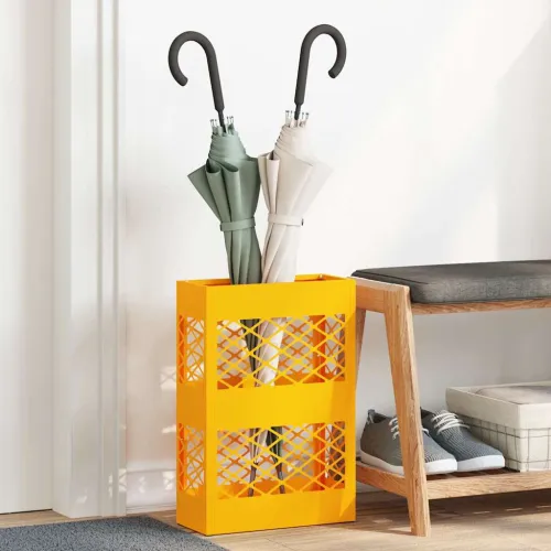 Stalak za kišobrane Žuta boja senfa 28 x 12 x 41 cm Čelik - Žuta boja senfa Križni uzorak Cijena