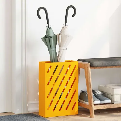 Stalak za kišobrane Žuta boja senfa 28 x 12 x 41 cm Čelik - Žuta boja senfa Dijagonalne linije Cijena