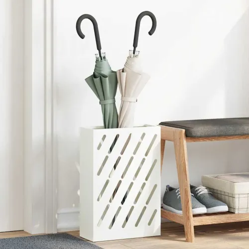 Stalak za kišobrane Bijela 28 x 12 x 41 cm Čelik - Bijela Dijagonalne linije Cijena