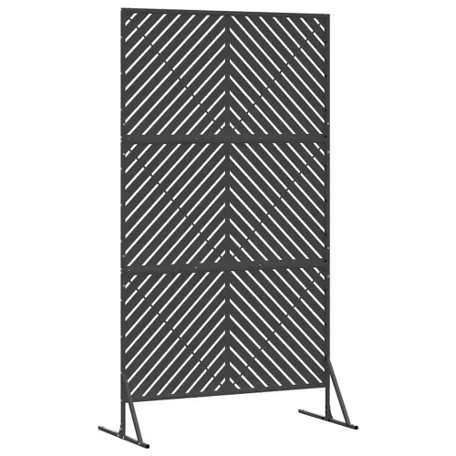 Zaslon za privatnost 100 x 50 x 180 cm Čelik Crna - Crna Dijagonalne linije Cijena