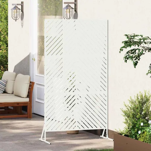 Zaslon za privatnost 100 x 50 x 180 cm Čelik Bijela - Bijela Dijagonalne linije Cijena