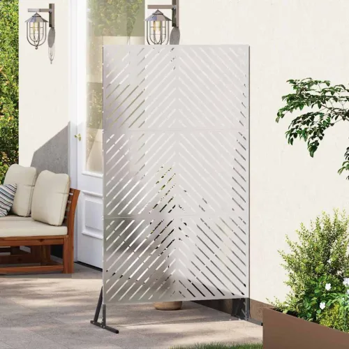 Zaslon za privatnost 100 x 50 x 180 cm Nehrđajući čelik Srebrna - Nehrđajući čelik Dijagonalne linije Cijena