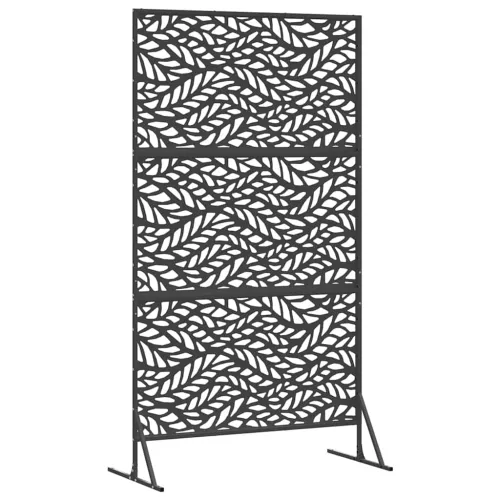 Zaslon za privatnost 100 x 50 x 180 cm Čelik Crna - Crna Uzorak lišća Cijena