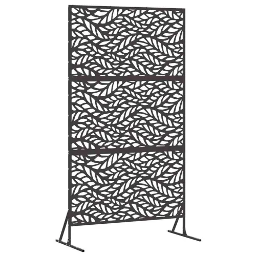 Zaslon za privatnost 100 x 50 x 180 cm Čelik Crna - Crna Uzorak lišća Cijena