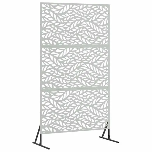 Zaslon za privatnost 100 x 50 x 180 cm Pocinčani čelik Srebrna - Pocinčani čelik Uzorak lišća Cijena