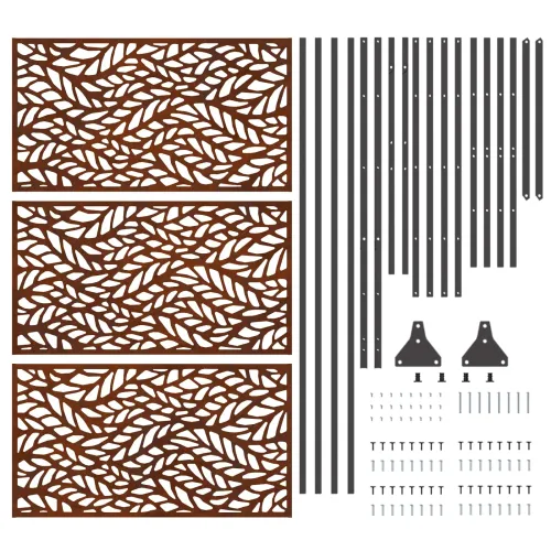 Zaslon za privatnost 100 x 50 x 180 cm Otporni čelik Rđa - Otporni čelik Uzorak lišća Cijena