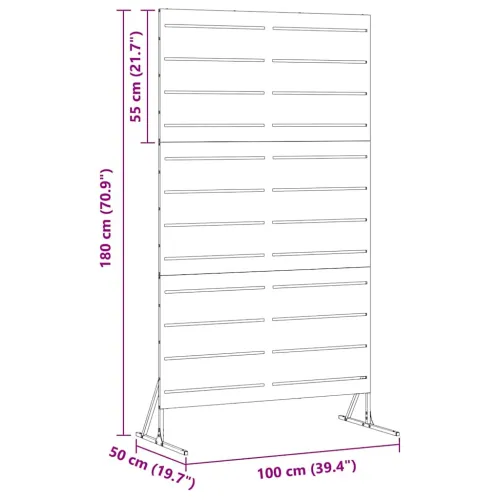 Zaslon za privatnost 100 x 50 x 180 cm Pocinčani čelik Srebrna - Pocinčani čelik Pruge Cijena