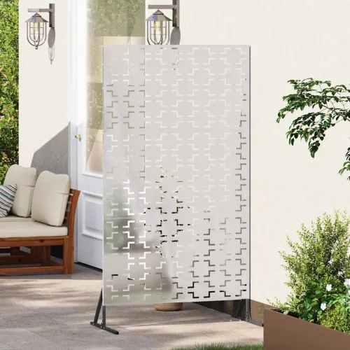 Zaslon za privatnost 100 x 50 x 180 cm Nehrđajući čelik Srebrna - Nehrđajući čelik Križni uzorak Cijena