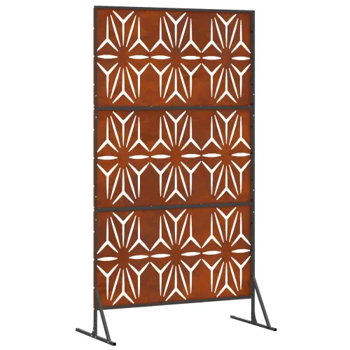 Zaslon za privatnost 100 x 50 x 180 cm Otporni čelik Rđa - Otporni čelik Uzorak latica Cijena