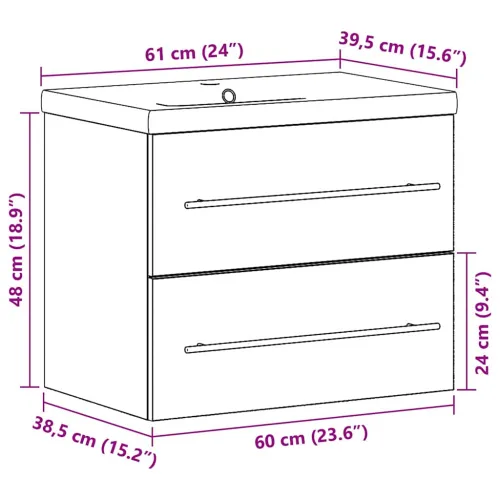 Kupaonski ormarić za sudoper 2 kom. Staro drvo - Staro drvo 60 x 38,5 x 48 cm bez slavine Cijena