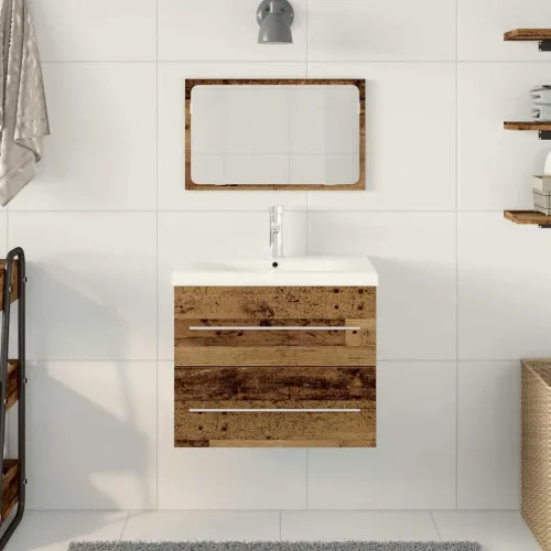 Kupaonski ormarić za sudoper 2 kom. Staro drvo - Staro drvo 60 x 38,5 x 48 cm bez slavine Cijena
