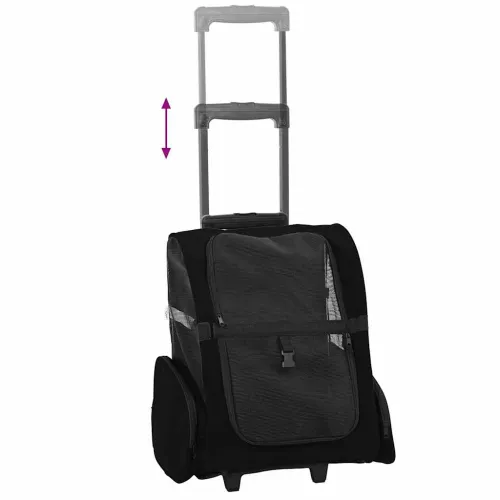 Kolica za kućne ljubimce 3-u-1 dizajn crna 48x32x(57-106) cm Oxford tkanina - Crna 48 x 32 x 57 cm Cijena