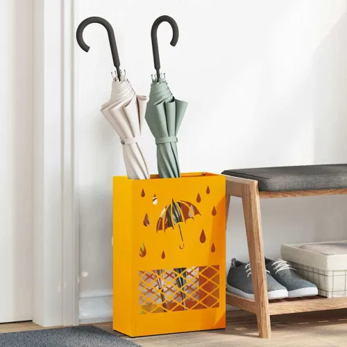 Stalak za kišobrane Žuta boja senfa 28 x 12 x 41 cm Čelik - Žuta boja senfa Kiša Cijena