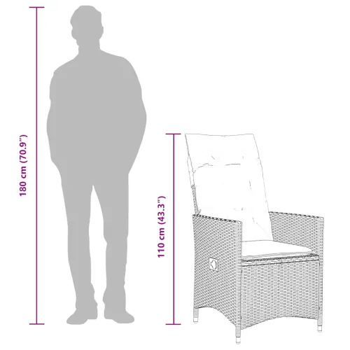 Bistro set od 3 komada s jastucima, sivi poliratan Cijena