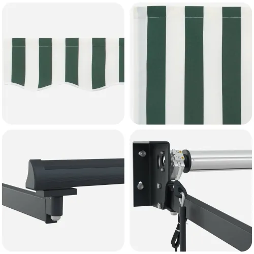 Povlačiva tenda Zelena i bijela 300 x 250 x 165 cm - Zelena i bijela 3 x 2,5 m s antracitnim okvirom Cijena