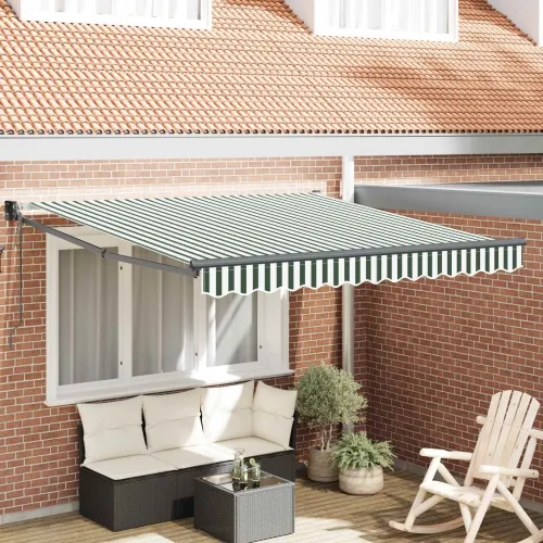 Povlačiva tenda Zelena i bijela 300 x 250 x 165 cm - Zelena i bijela 3 x 2,5 m s antracitnim okvirom Cijena