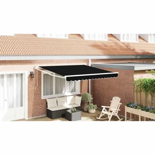 Povlačiva tenda Crna 350 x 250 cm Poliester i metal - Crna 3,5 x 2,5 m s bijelim okvirom Cijena