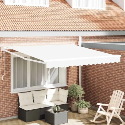 Povlačiva tenda Bijela 350 x 250 cm Poliester i metal - Bijela 3,5 x 2,5 m s bijelim okvirom Cijena