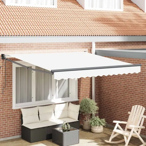 Povlačiva tenda Bijela 350 x 250 cm Poliester i metal - Bijela 3,5 x 2,5 m s antracitnim okvirom Cijena