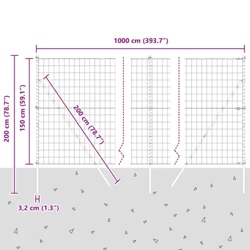 Euro Ograđivanje Ukop 10 x 1,5 m Čelik premazan PVC-om Siva - 10 x 1,5 m (mreža 75 x 100 mm) Siva Fiksacija na tlo Cijena
