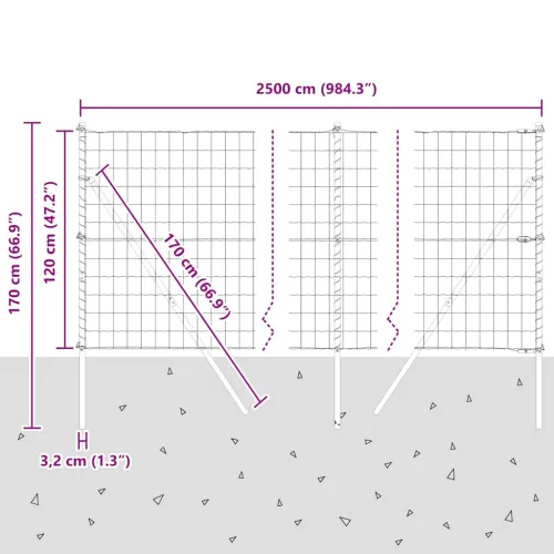 Euro Ograđivanje Ukop 25 x 1,2 m Pocinčani čelik Srebrna Mreža - 25 x 1,2 m (75 x 100 mm mreža) Pocinčani čelik Fiksacija na tlo Cijena