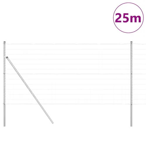 Euro Ograđivanje Ukop 25 x 1,2 m Pocinčani čelik Srebrna Mreža - 25 x 1,2 m (75 x 100 mm mreža) Pocinčani čelik Fiksacija na tlo Cijena