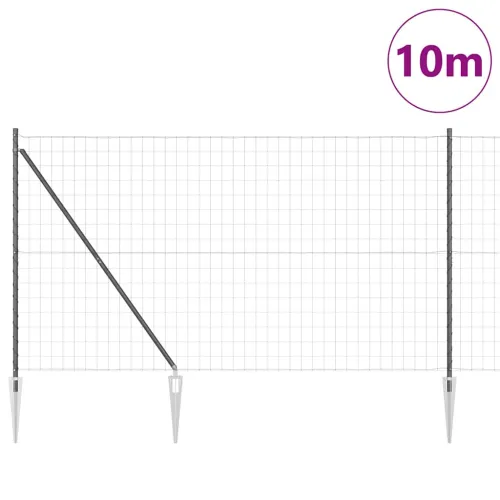 Euro ograda s špicama 10 x 1,5 m Čelik premazan PVC-om Siva - 10 x 1,5 m (mreža 75 x 100 mm) Siva Vijak sidro fiksacija Cijena