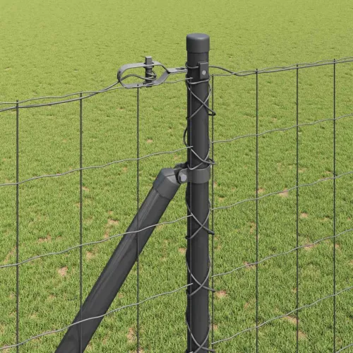 Euro ograda s špicama 10 x 1,5 m Čelik premazan PVC-om Siva - 10 x 1,5 m (mreža 75 x 100 mm) Siva Vijak sidro fiksacija Cijena
