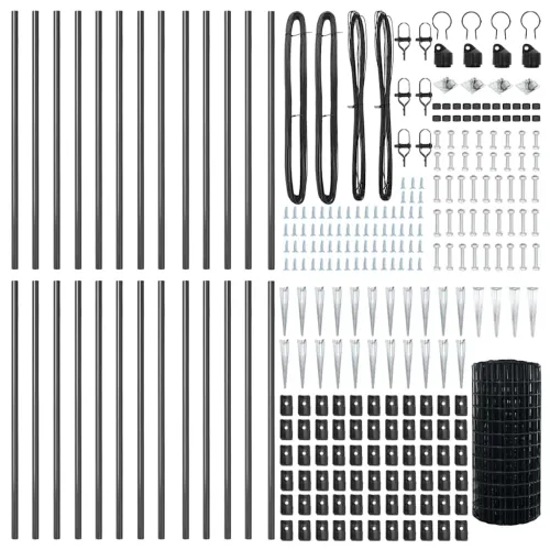 Euro ograda s špicama 50 x 0,6 m Čelik premazan PVC-om Siva - 50 x 0,6 m (mreža 50 x 50 mm) Siva Vijak sidro fiksacija Cijena