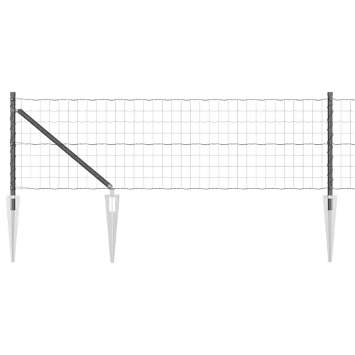 Euro ograda s špicama 25 x 0,6 m Čelik premazan PVC-om Siva - 25 x 0.6 m (76 x 64 mm mreža) Siva Vijak sidro fiksacija Cijena