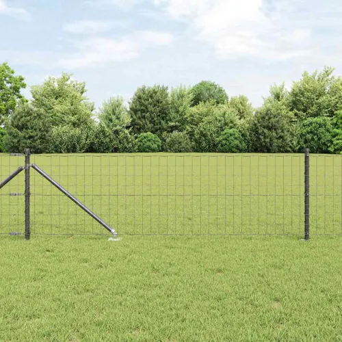 Euro ograda s špicama 50 x 0,4 m Čelik premazan PVC-om Siva - 50 x 0.4 m (76 x 64 mm mreža) Siva Vijak sidro fiksacija Cijena