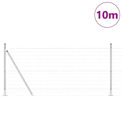 Vanjski Euro Ograda s Betonskom Podlogom 10 x 1 m Srebrna Mreža - 10 x 1 m (mreža 50 x 75 mm) Pocinčani čelik Betonska baza fiks Cijena
