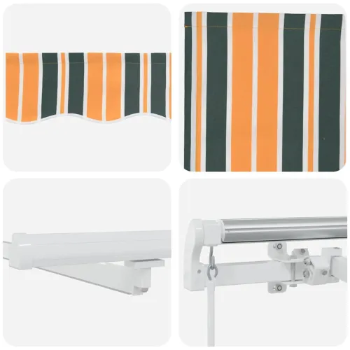 Povlačivi tende Zelena i žuta 400 × 300 cm Tkanina i Aluminij - Zelena i žuta 400 × 350 cm s bijelim okvirom Cijena