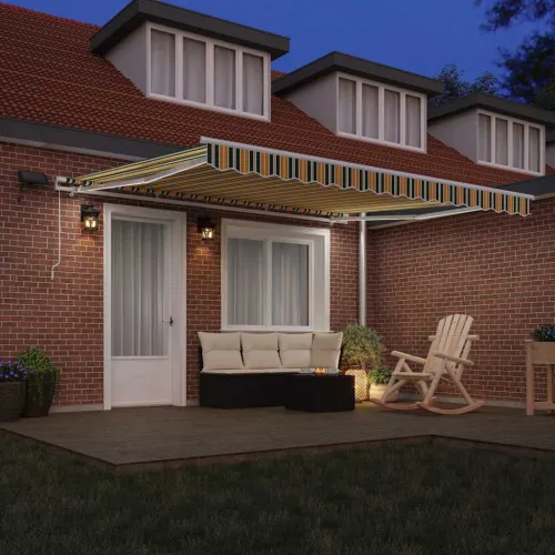 Povlačivi tende Zelena i žuta 400 × 300 cm Tkanina i Aluminij - Zelena i žuta 400 × 350 cm s bijelim okvirom Cijena