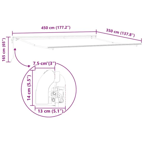 Povlačivi tende Bež 450 × 350 cm Tkanina i Aluminij - Bež 450 × 350 cm s bijelim okvirom Cijena