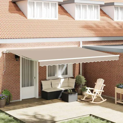 Povlačivi tende Bež 450 × 350 cm Tkanina i Aluminij - Bež 450 × 350 cm s bijelim okvirom Cijena