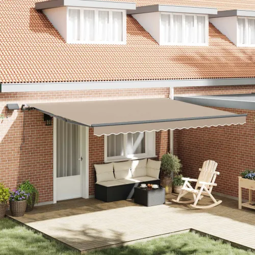 Povlačivi tende Bež 450 × 350 cm Tkanina i Aluminij - Bež 450 × 350 cm s antracitnim okvirom Cijena