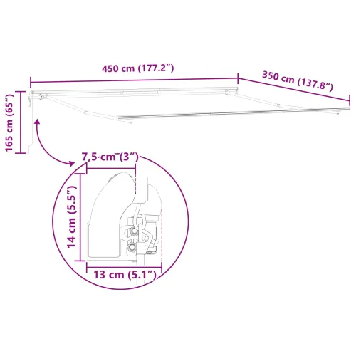 Povlačivi tende Bež 450 × 350 cm Tkanina i Aluminij - Bež 450 × 350 cm s antracitnim okvirom Cijena