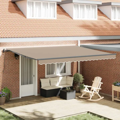 Povlačivi tende Bež 450 × 350 cm Tkanina i Aluminij - Bež 450 × 350 cm s antracitnim okvirom Cijena