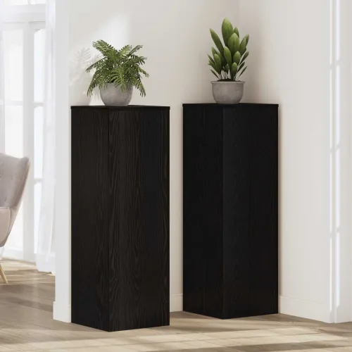 Stalak za biljke Crni hrast 33 x 33 x 100 cm Konstruirano drvo - Crni hrast Cijena