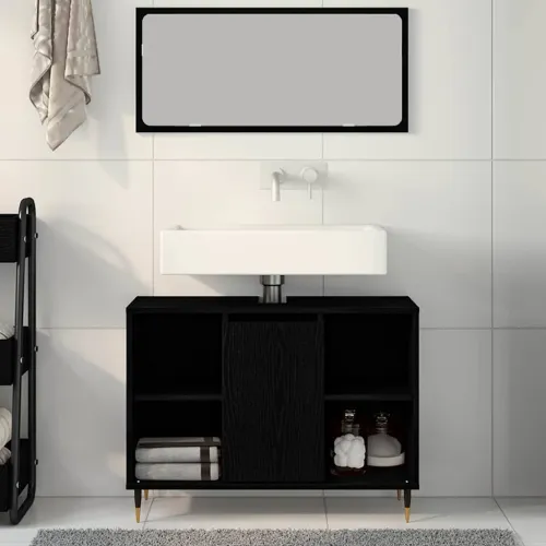Kupaonski ormar Crna 80 x 33 x 60 cm Konstruirano drvo - Crni hrast Cijena