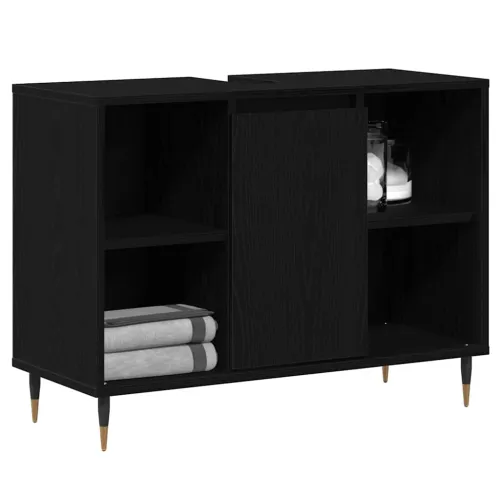 Kupaonski ormar Crna 80 x 33 x 60 cm Konstruirano drvo - Crni hrast Cijena