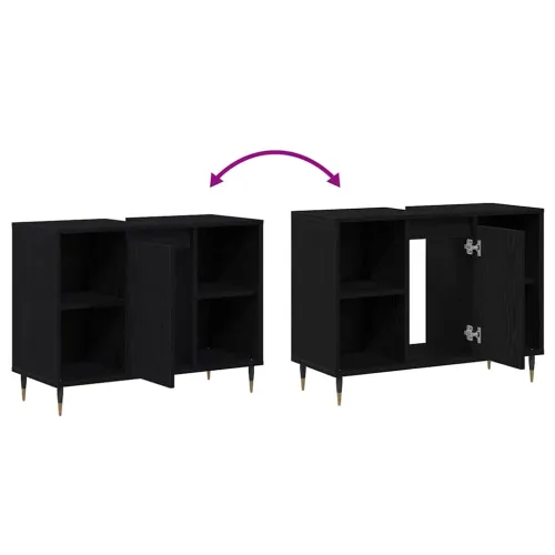 Kupaonski ormar Crna 80 x 33 x 60 cm Konstruirano drvo - Crni hrast Cijena