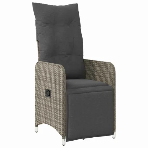 Vrtni set za objed 5 kom. Siva poliratan - Siva 4x stolica s naslonjačem + stol 140 cm Cijena