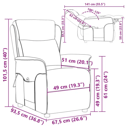 Massagerica Crna 93.5 x 67.5 x 101.5 cm tkanina - Crna Cijena