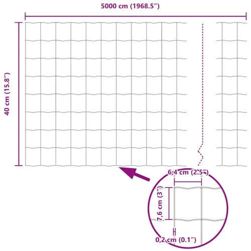 Euro ograda 0,4 x 50 m Željezo prekriveno PVC-om Siva - Siva 50 x 0,4 m 77 x 64 mm Cijena