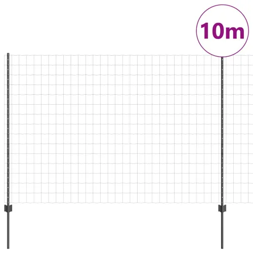 Euro ograda s postom 10 x 1,5 m Čelik premazan PVC-om Siva - Siva 10 x 1,5 m ograda (mreža 7,5 x 10 cm) Cijena