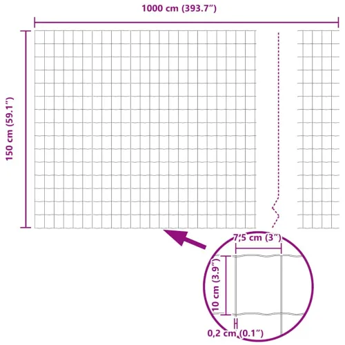 Euro ograda s postom 10 x 1,5 m Čelik premazan PVC-om Siva - Siva 10 x 1,5 m ograda (mreža 7,5 x 10 cm) Cijena