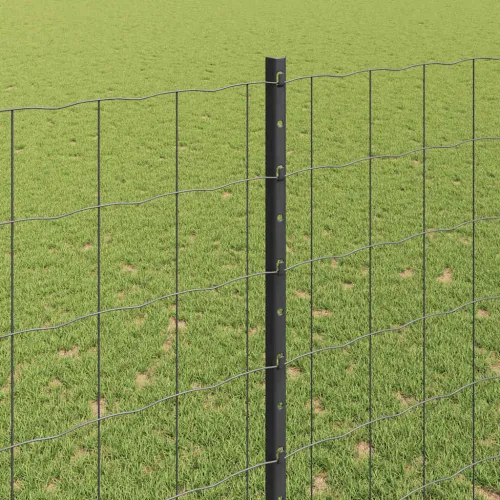 Euro ograda s postom 10 x 1,5 m Čelik premazan PVC-om Siva - Siva 10 x 1,5 m ograda (mreža 7,5 x 10 cm) Cijena
