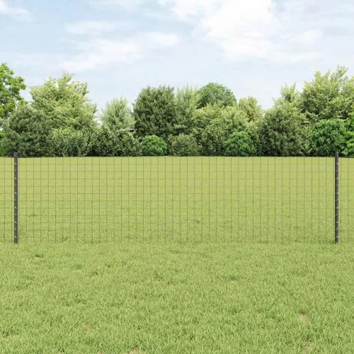 Euro ograda s postom 50 x 0,6 m Čelik premazan PVC-om Siva - Siva 50 x 0,6 m ograda (mreža 5 x 5 cm) Cijena